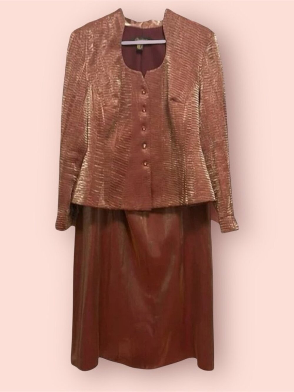 Oblique Vintage Metallic Blazer and Skirt